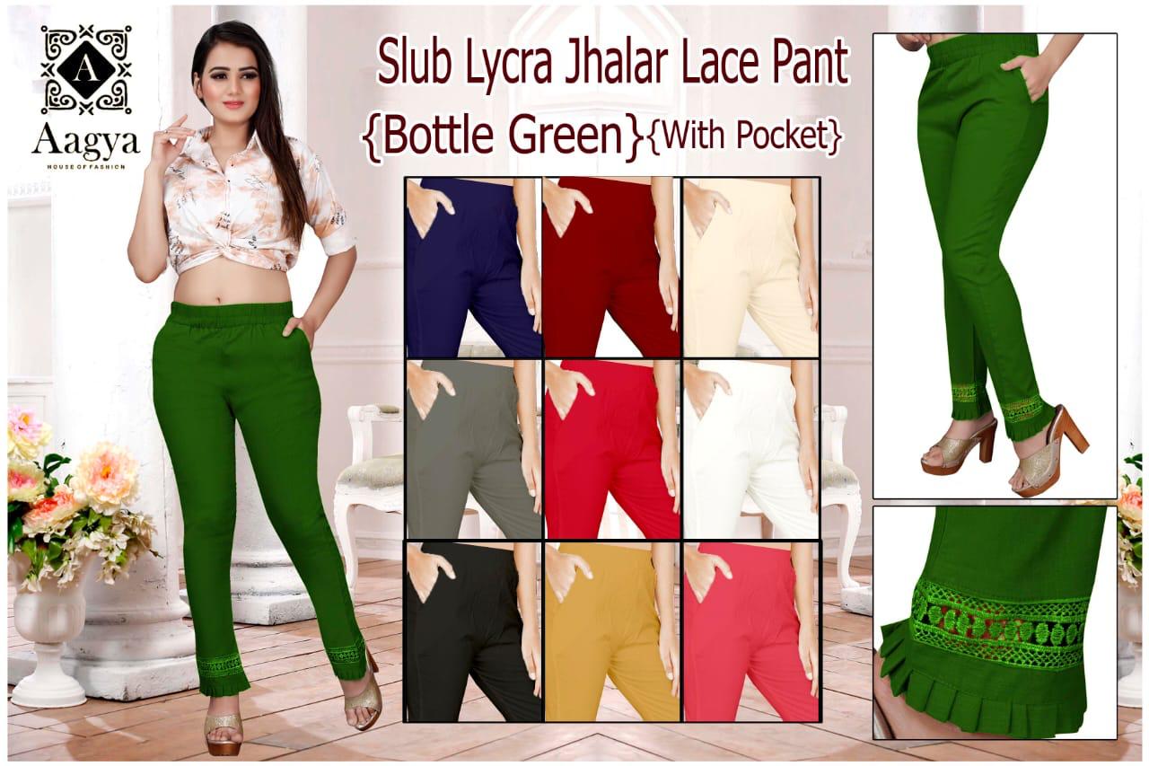 Aagya Jhalar latest Fancy Designer Lace Pant Rayon Strechable Bottom Wear